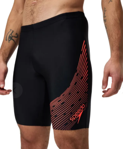 Picture of Speedo Men's Medley Logo Jammer - Black and Red